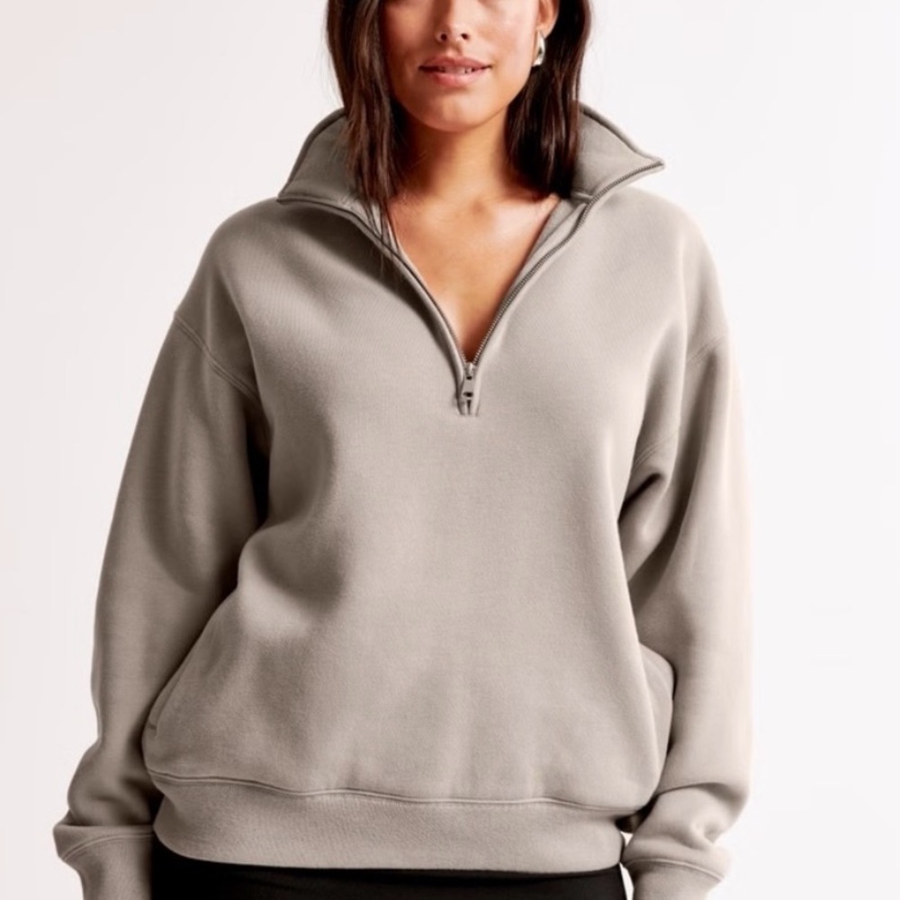 Abercrombie Vintage Half-Zip Pullover- Taupe